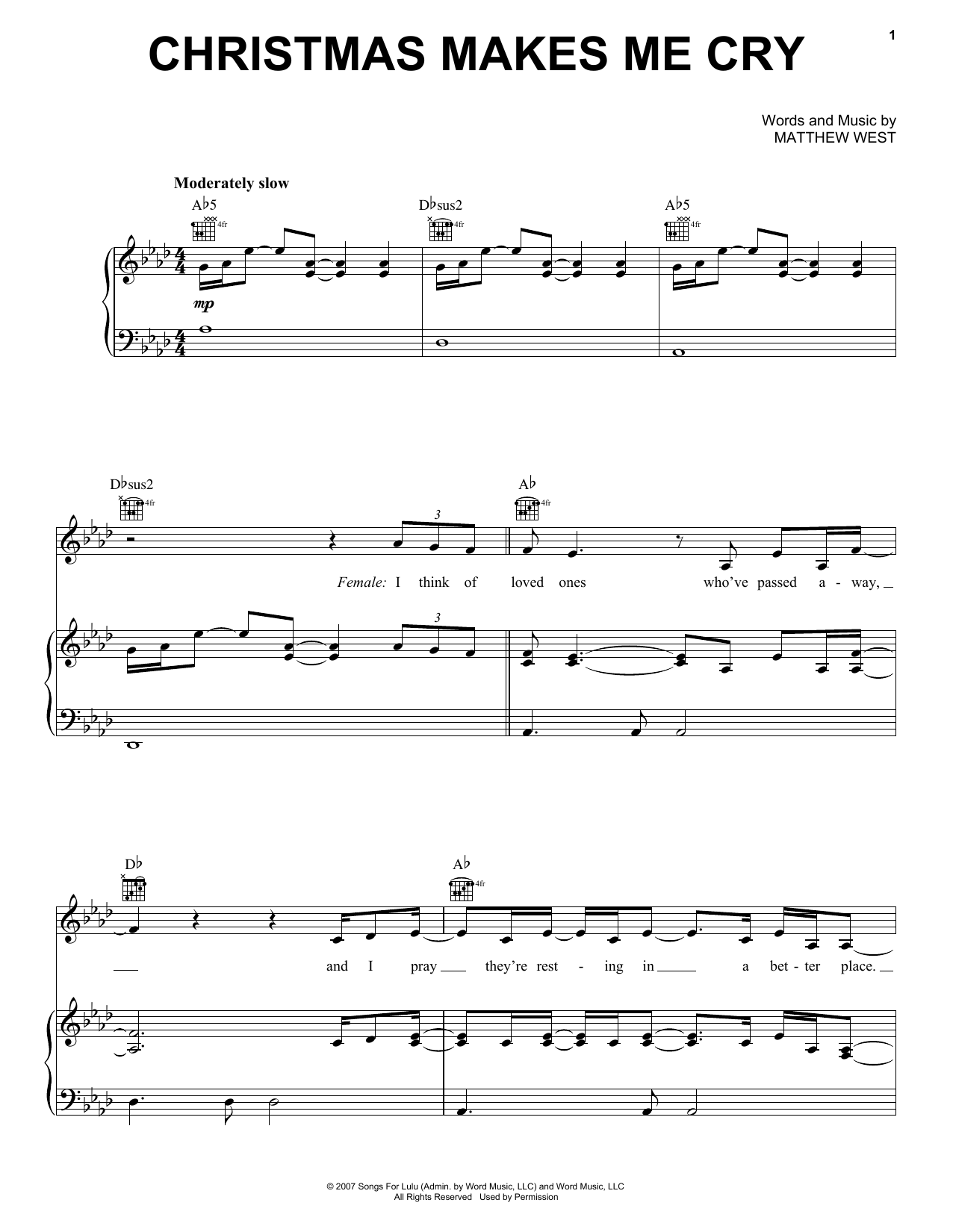 Mandisa Christmas Makes Me Cry (feat. Matthew West) sheet music notes and chords arranged for Piano, Vocal & Guitar Chords (Right-Hand Melody)