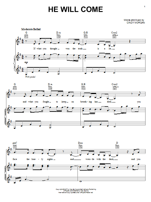 Mandisa He Will Come sheet music notes and chords arranged for Piano, Vocal & Guitar Chords (Right-Hand Melody)