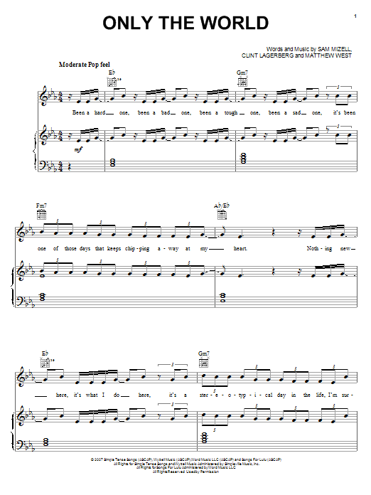 Mandisa Only The World sheet music notes and chords arranged for Easy Piano