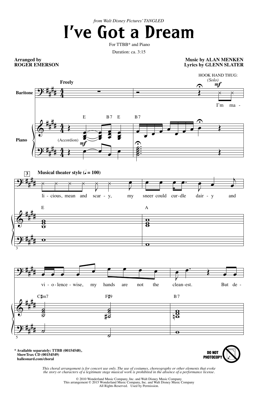 Mandy Moore I've Got A Dream (from Tangled) (arr. Roger Emerson) sheet music notes and chords arranged for TTBB Choir