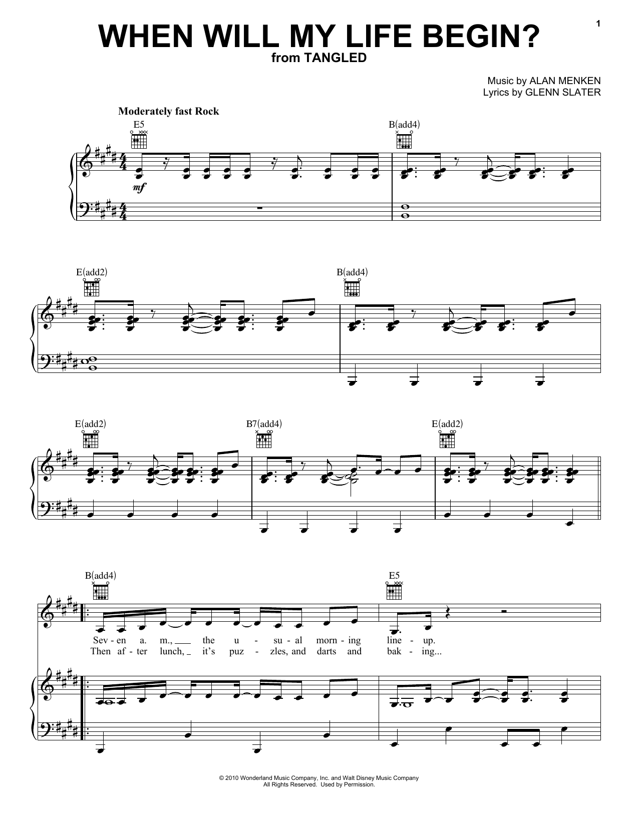 Mandy Moore When Will My Life Begin? (from Tangled) sheet music notes and chords arranged for Piano Solo