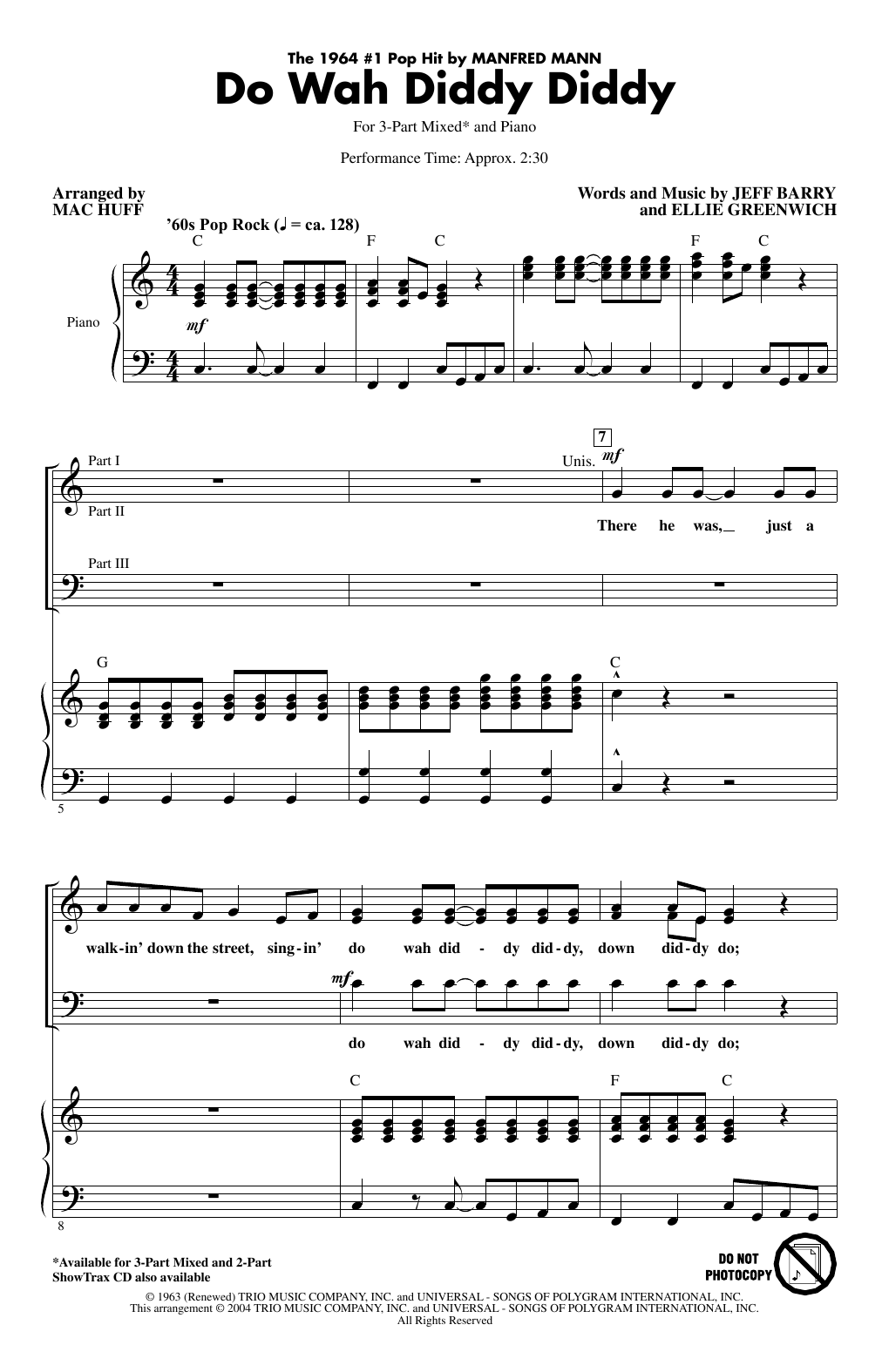 Manfred Mann Do Wah Diddy Diddy (arr. Mac Huff) sheet music notes and chords arranged for 2-Part Choir