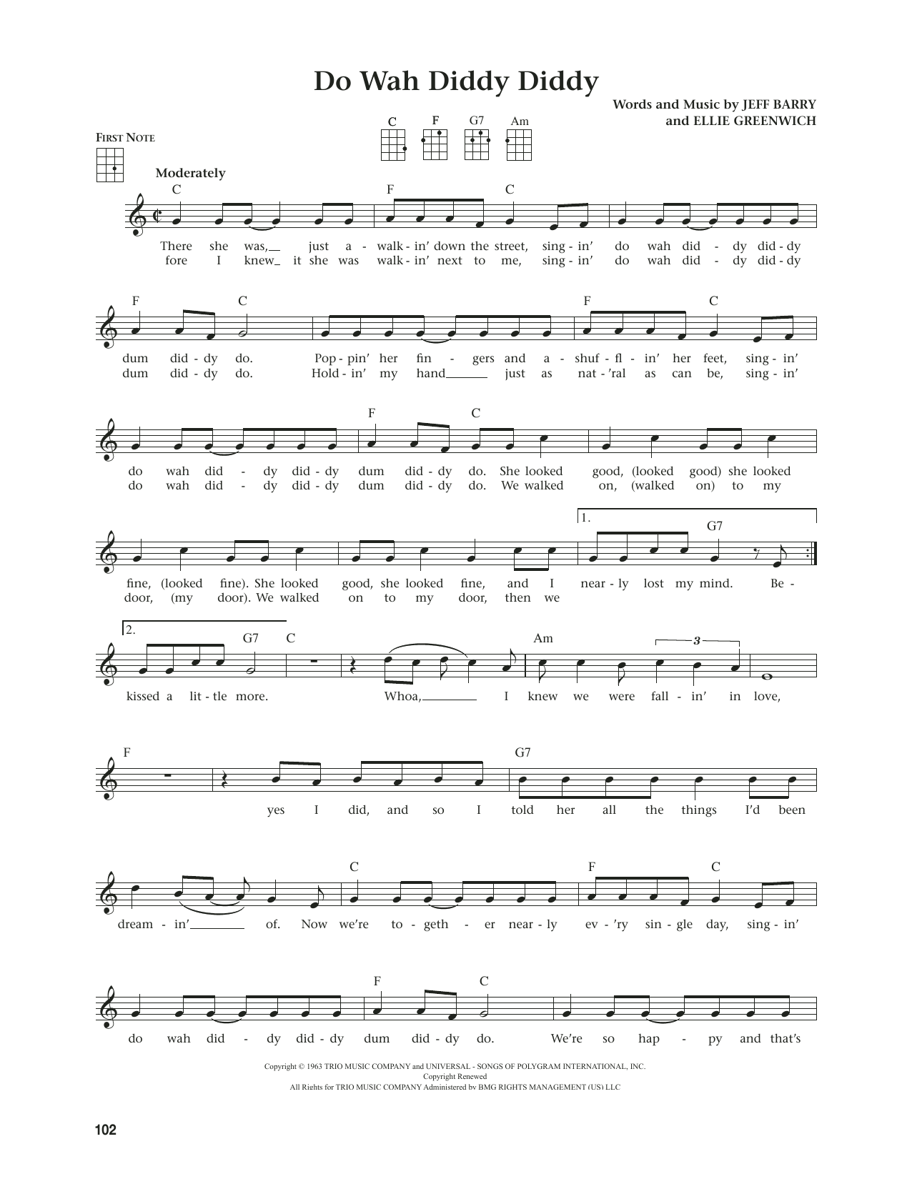 Manfred Mann Do Wah Diddy Diddy (from The Daily Ukulele) (arr. Jim Beloff) sheet music notes and chords arranged for Ukulele