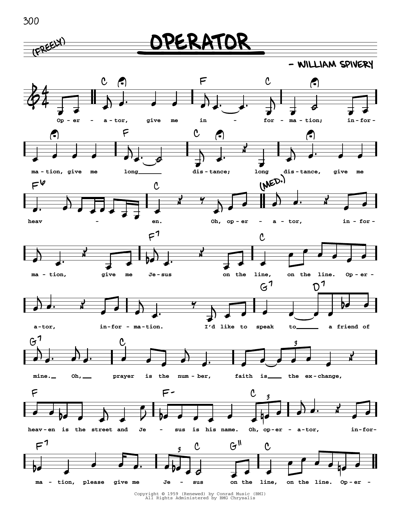 Manhattan Transfer Operator (Low Voice) sheet music notes and chords arranged for Real Book – Melody, Lyrics & Chords