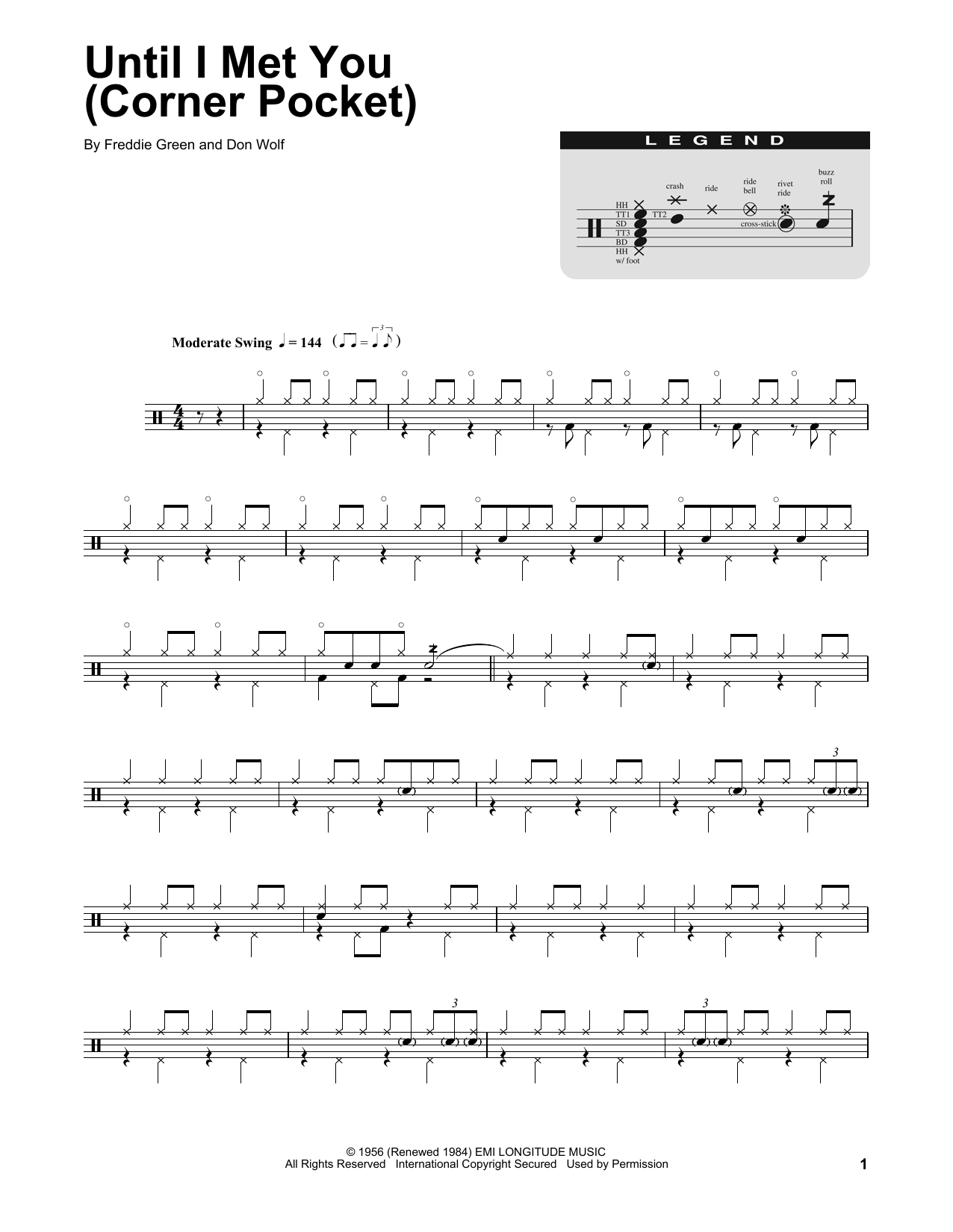 Manhattan Transfer Until I Met You (Corner Pocket) sheet music notes and chords arranged for Drums Transcription