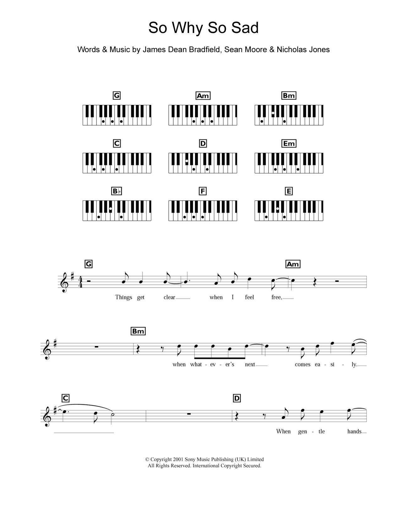 Manic Street Preachers So Why So Sad sheet music notes and chords arranged for Piano Chords/Lyrics