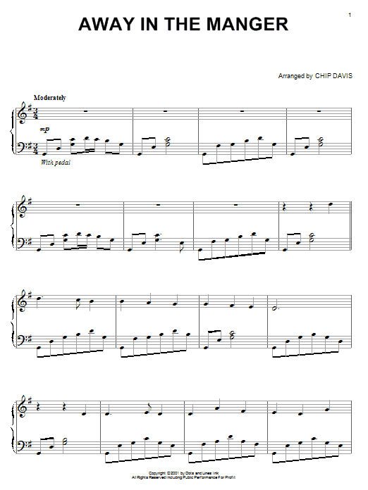 Mannheim Steamroller Away In A Manger sheet music notes and chords arranged for Piano Solo