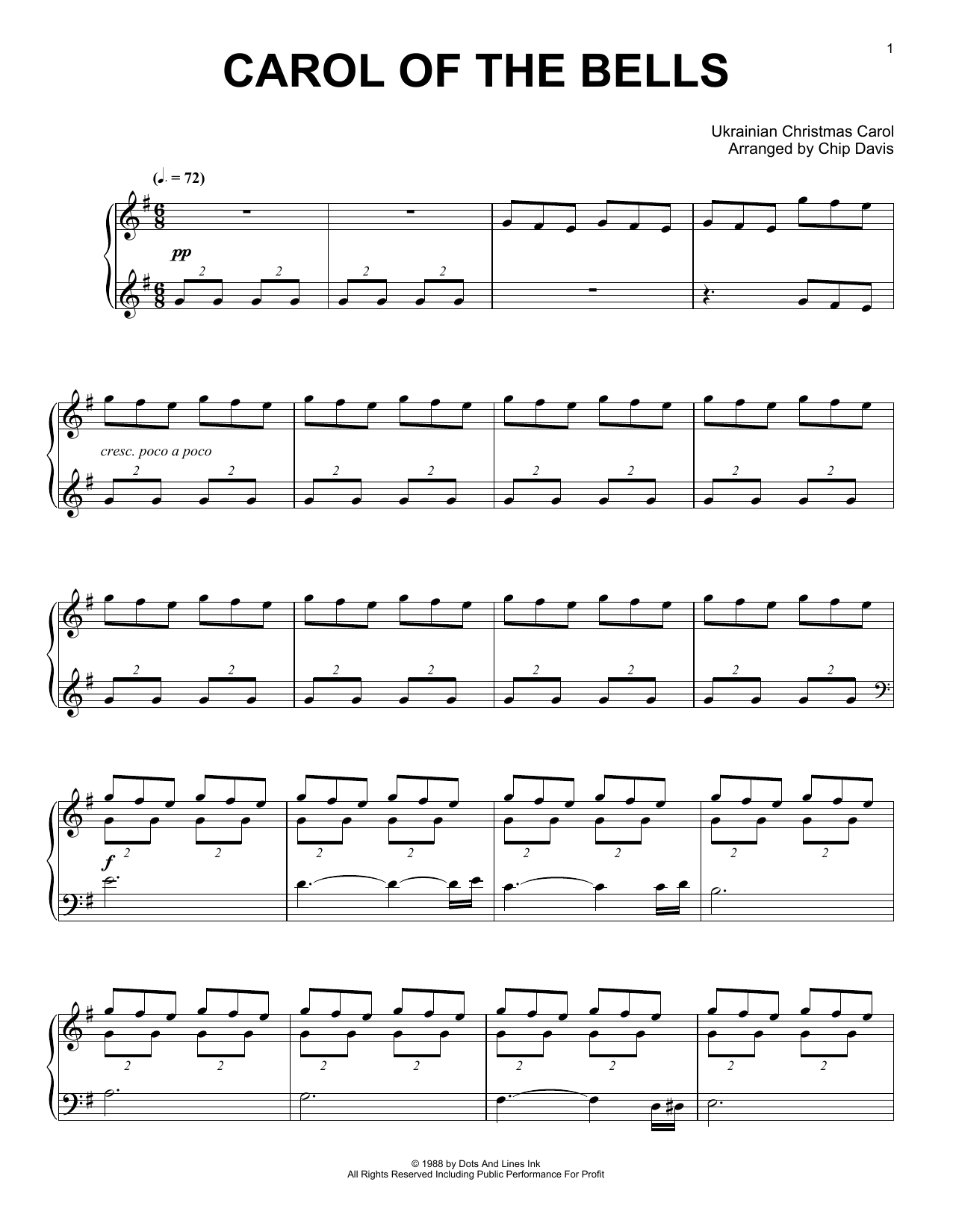 Mannheim Steamroller Carol Of The Bells sheet music notes and chords arranged for Piano Solo