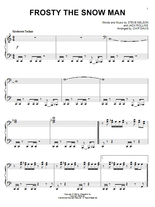 Mannheim Steamroller Frosty The Snow Man sheet music notes and chords arranged for Piano Solo