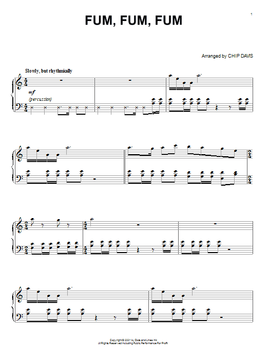 Mannheim Steamroller Fum, Fum, Fum sheet music notes and chords arranged for Piano Solo