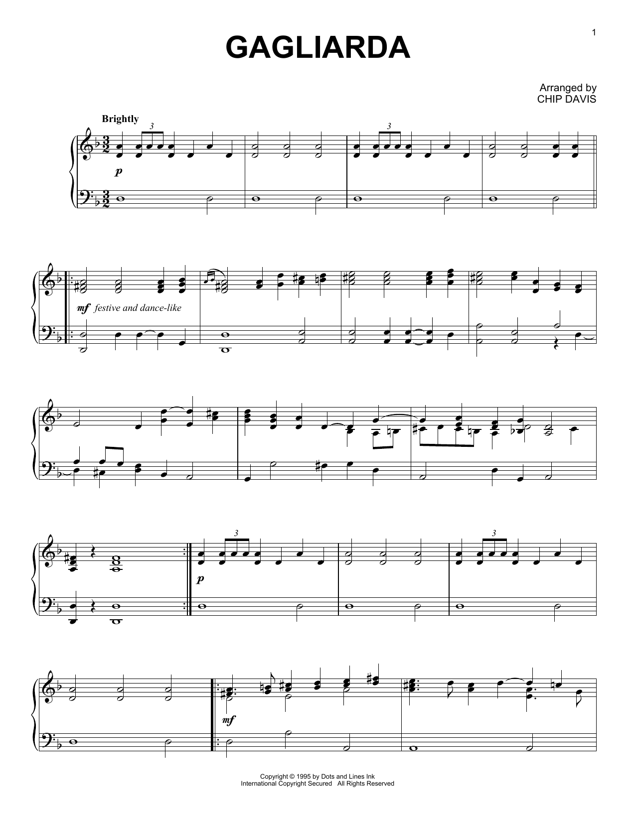Mannheim Steamroller Gagliarda sheet music notes and chords arranged for Piano Solo