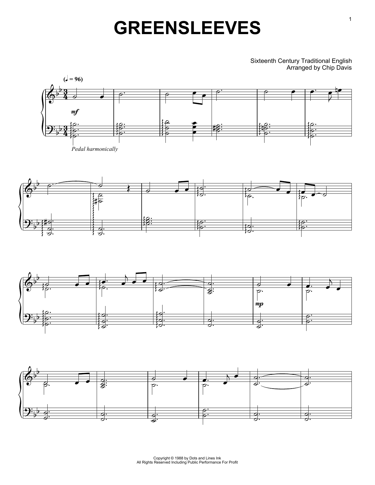 Mannheim Steamroller Greensleeves sheet music notes and chords arranged for Piano Solo