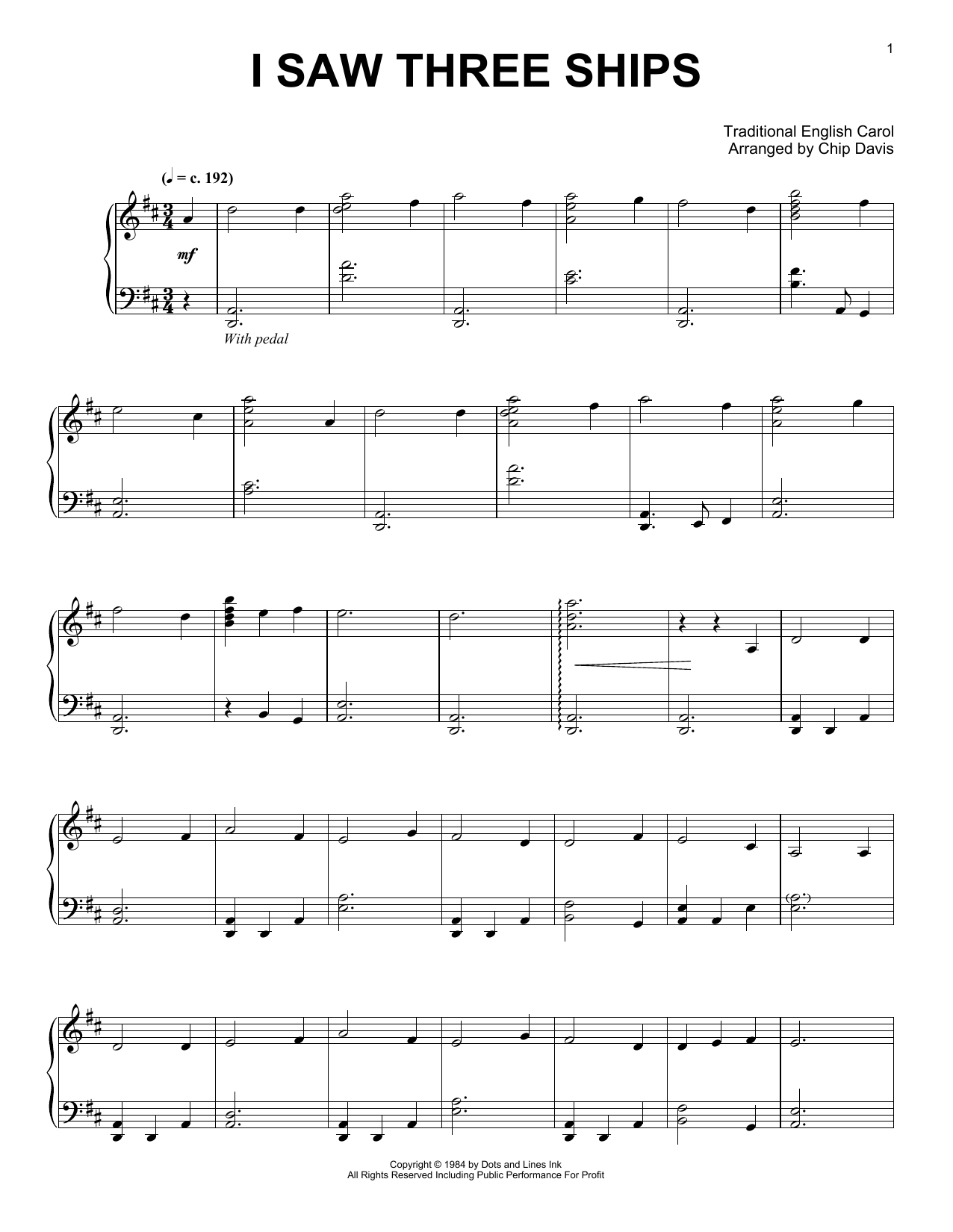 Mannheim Steamroller I Saw Three Ships sheet music notes and chords arranged for Piano Solo