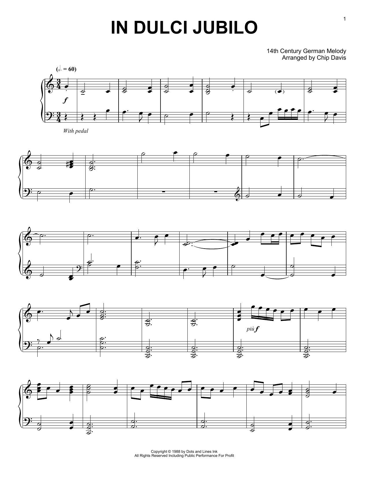 Mannheim Steamroller In Dulci Jubilo sheet music notes and chords arranged for Piano Solo