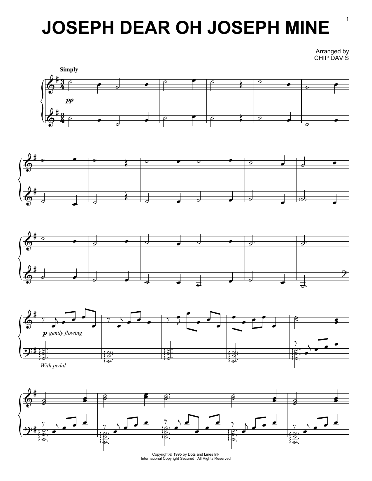 Mannheim Steamroller Joseph Dear Oh Joseph Mine sheet music notes and chords arranged for Piano Solo