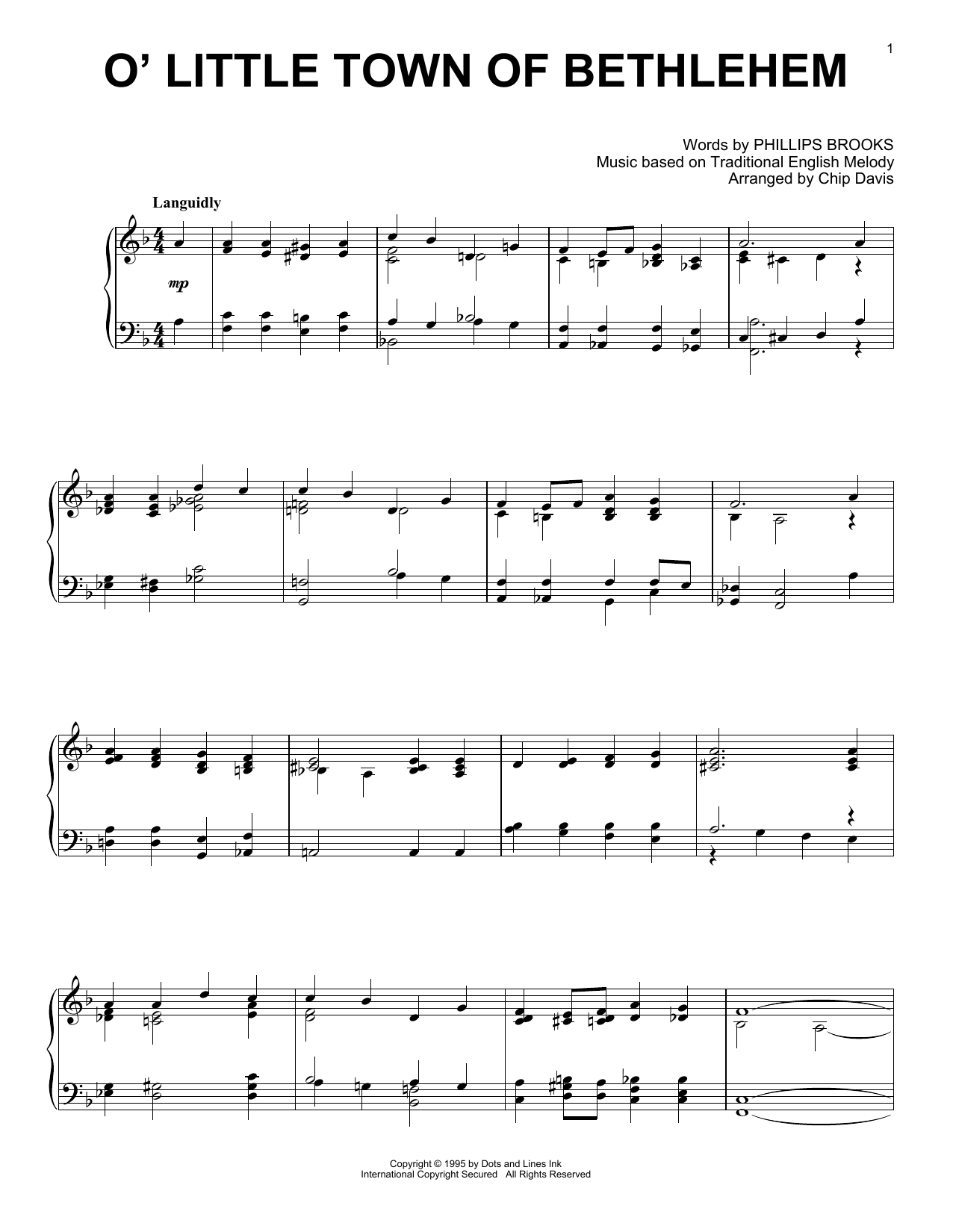 Mannheim Steamroller O' Little Town Of Bethlehem sheet music notes and chords arranged for Piano Solo