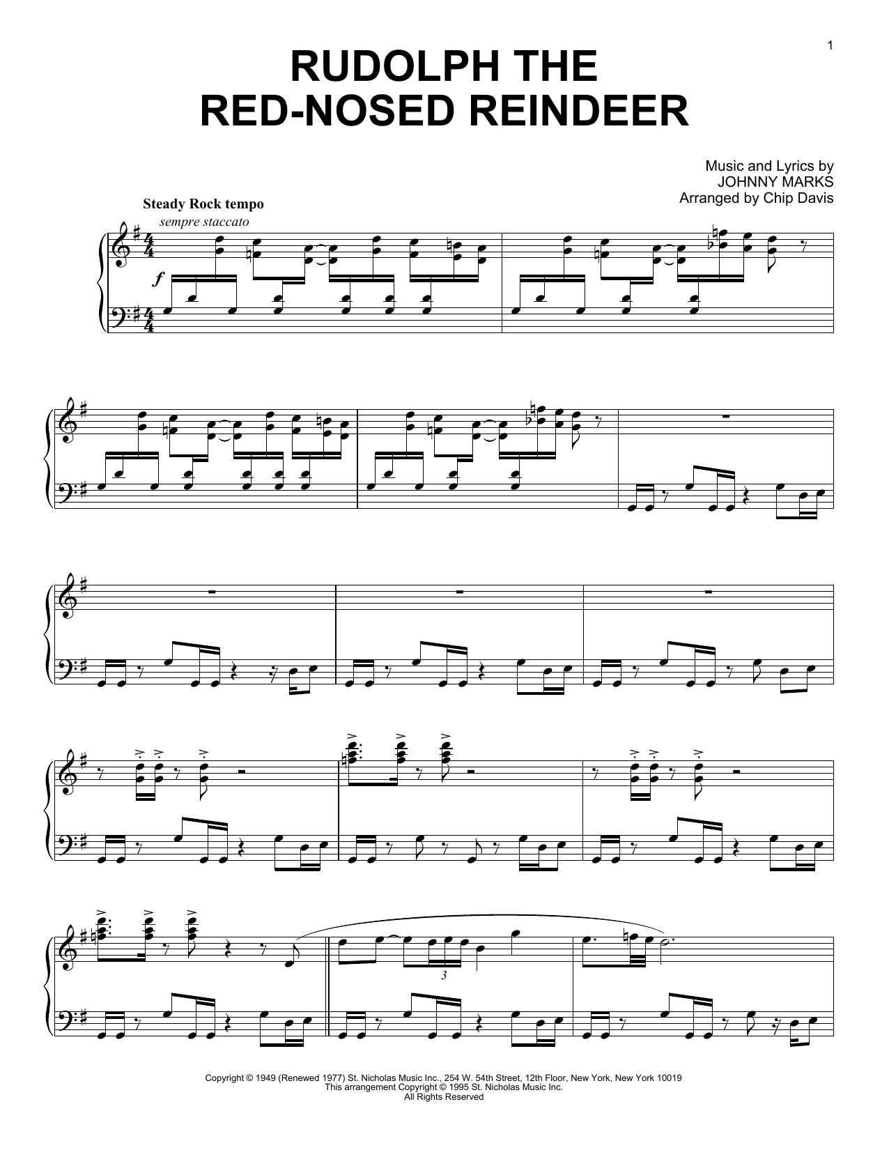 Mannheim Steamroller Rudolph The Red-Nosed Reindeer sheet music notes and chords arranged for Piano Solo