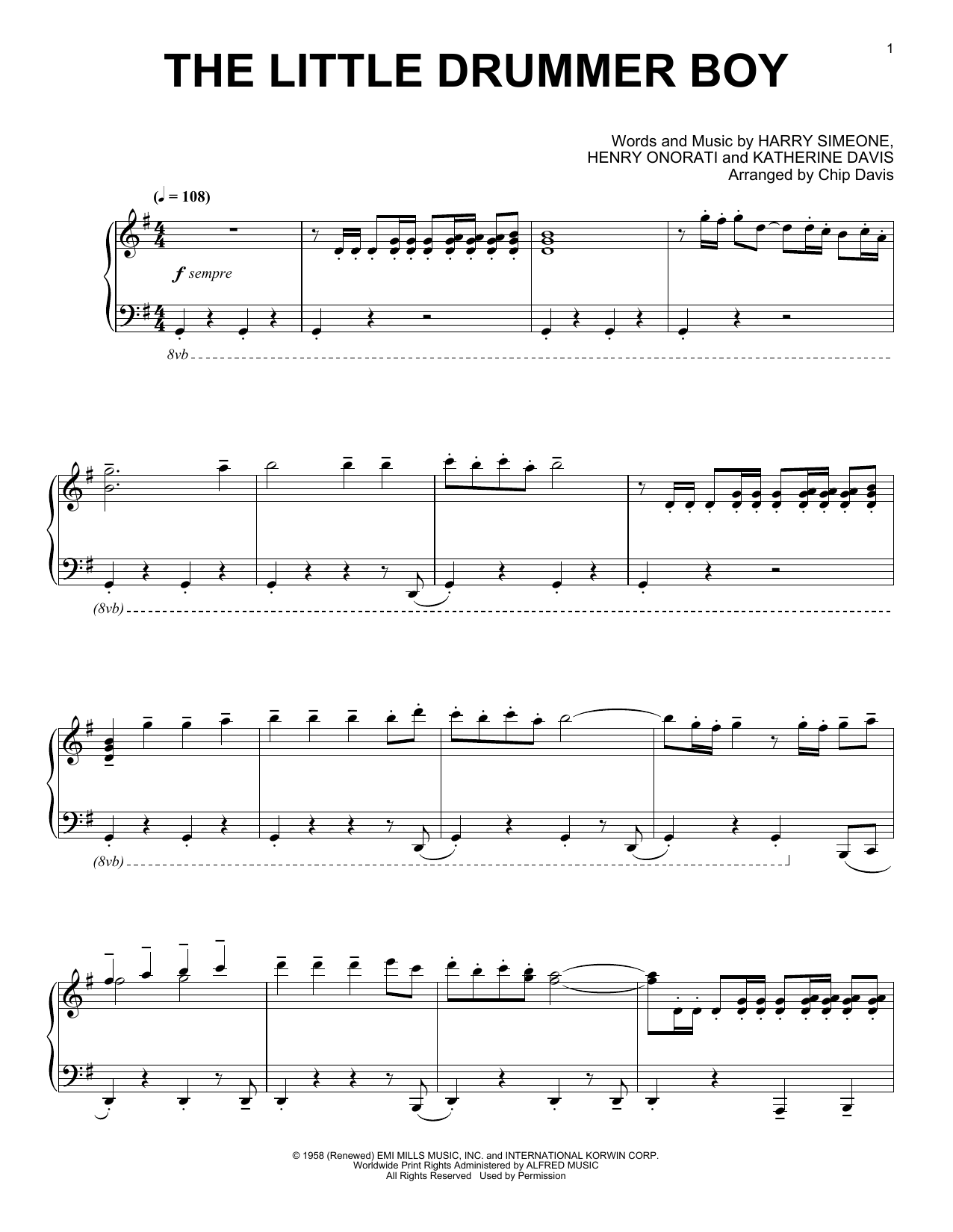 Mannheim Steamroller The Little Drummer Boy sheet music notes and chords arranged for Piano Solo