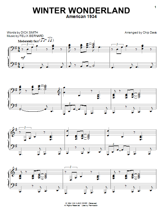 Mannheim Steamroller Winter Wonderland sheet music notes and chords arranged for Piano Solo