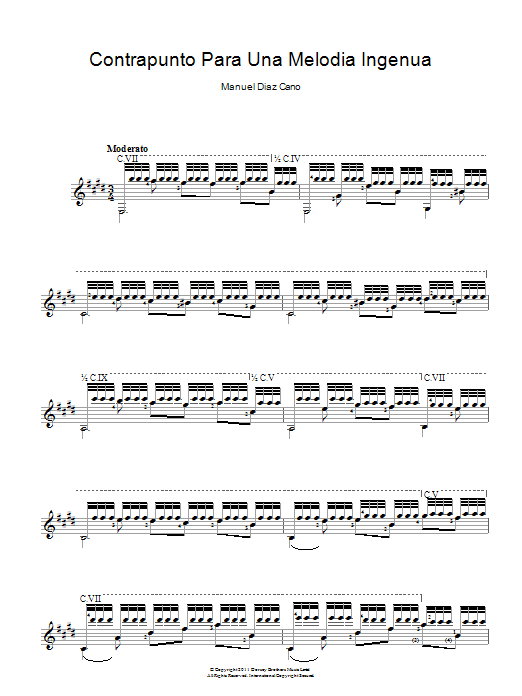 Manuel Díaz Cano Contrapunto Para Una Melodia Ingenua sheet music notes and chords arranged for Easy Guitar