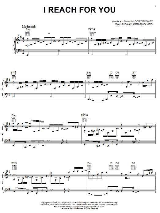 Marc Anthony I Reach For You sheet music notes and chords arranged for Piano, Vocal & Guitar Chords (Right-Hand Melody)