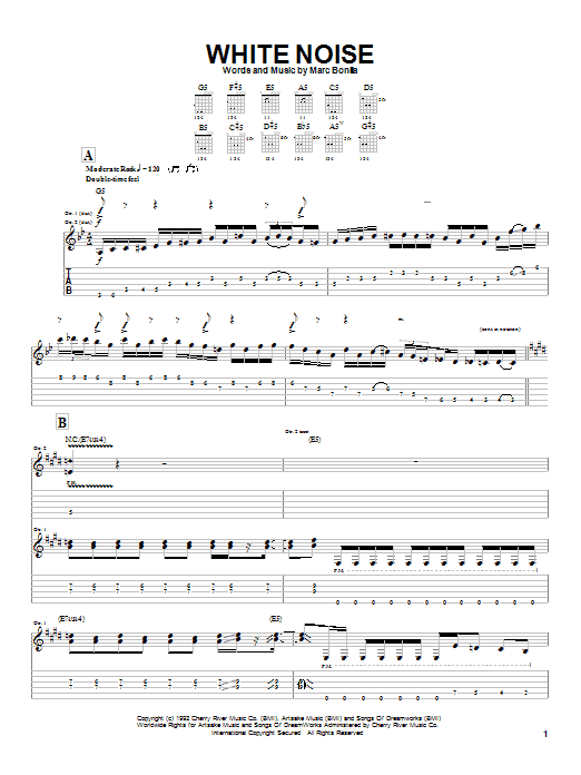 Marc Bonilla White Noise sheet music notes and chords arranged for Guitar Tab