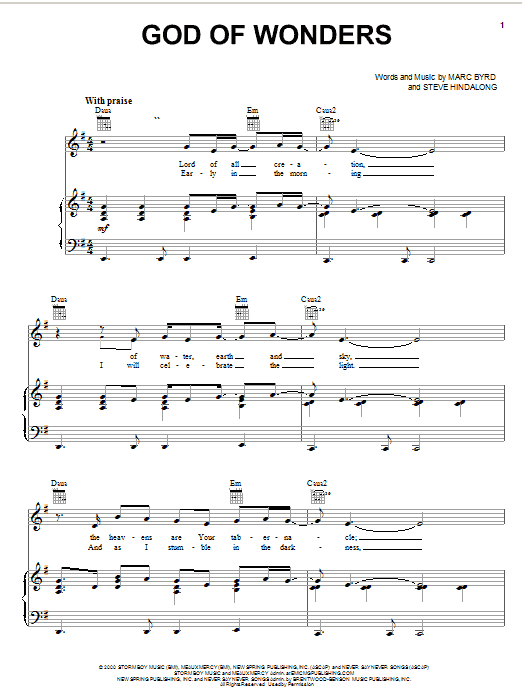 Marc Byrd God Of Wonders sheet music notes and chords arranged for Easy Guitar