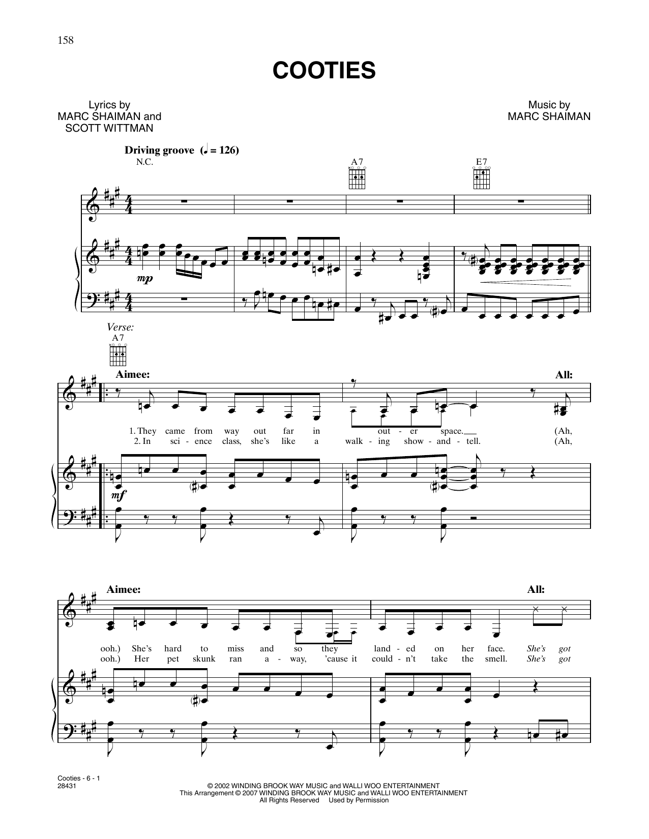 Marc Shaiman & Scott Wittman Cooties (from Hairspray) sheet music notes and chords arranged for Piano, Vocal & Guitar Chords (Right-Hand Melody)
