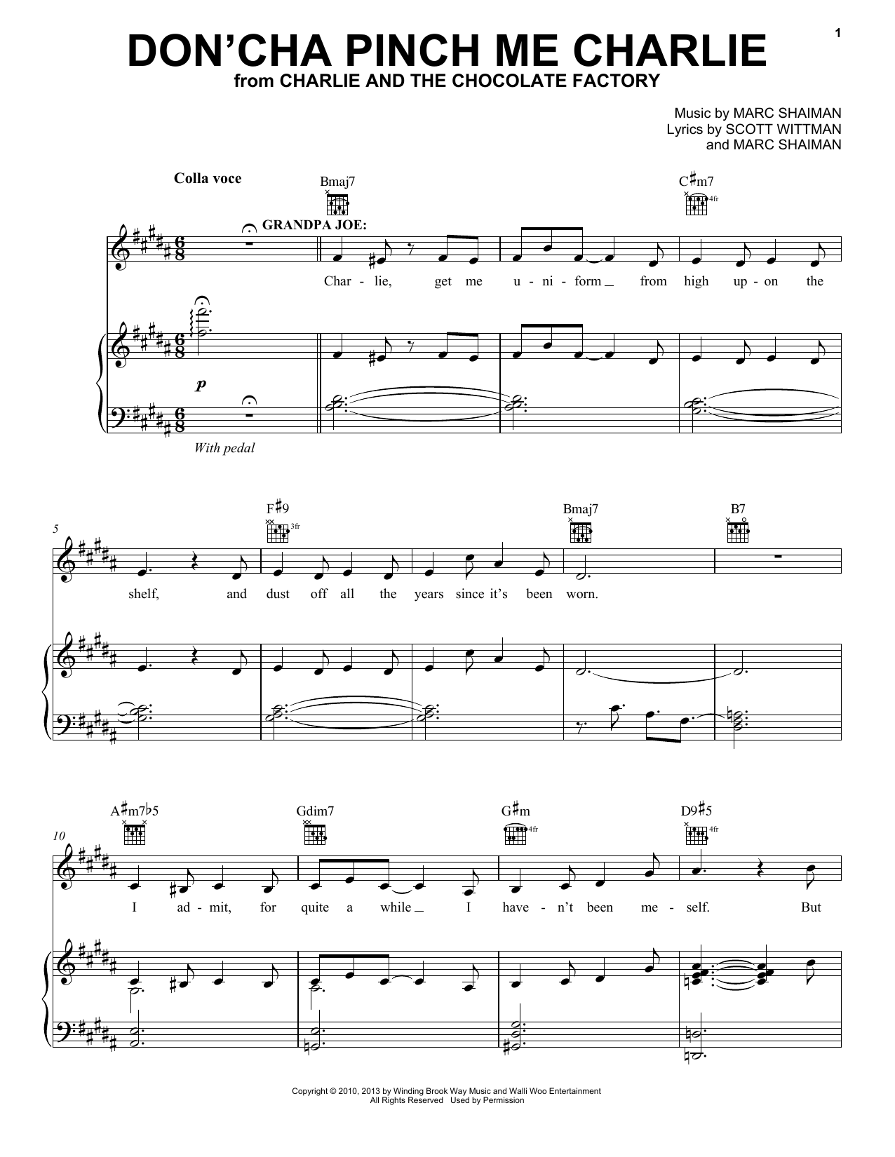 Marc Shaiman & Scott Wittman Don'cha Pinch Me Charlie sheet music notes and chords arranged for Piano, Vocal & Guitar Chords (Right-Hand Melody)