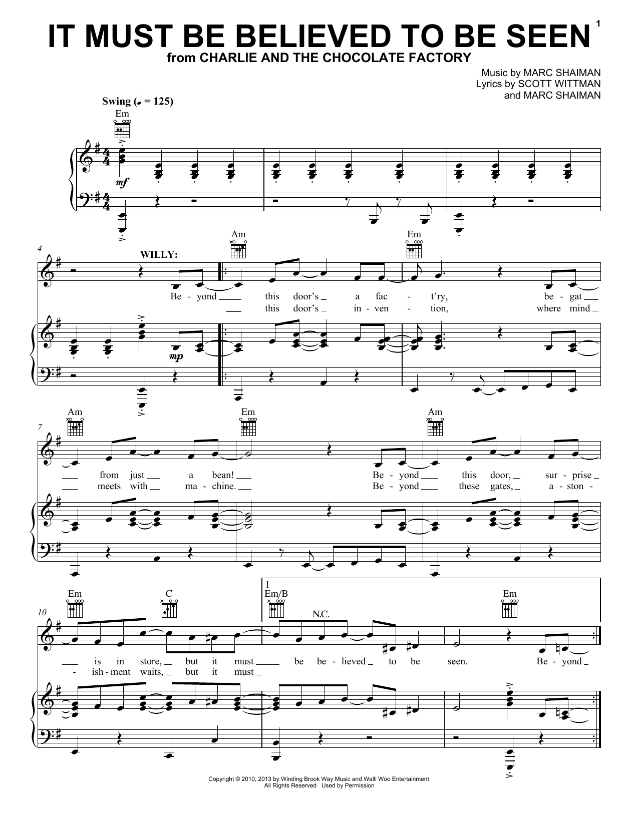 Marc Shaiman & Scott Wittman It Must Be Believed To Be Seen sheet music notes and chords arranged for Piano, Vocal & Guitar Chords (Right-Hand Melody)