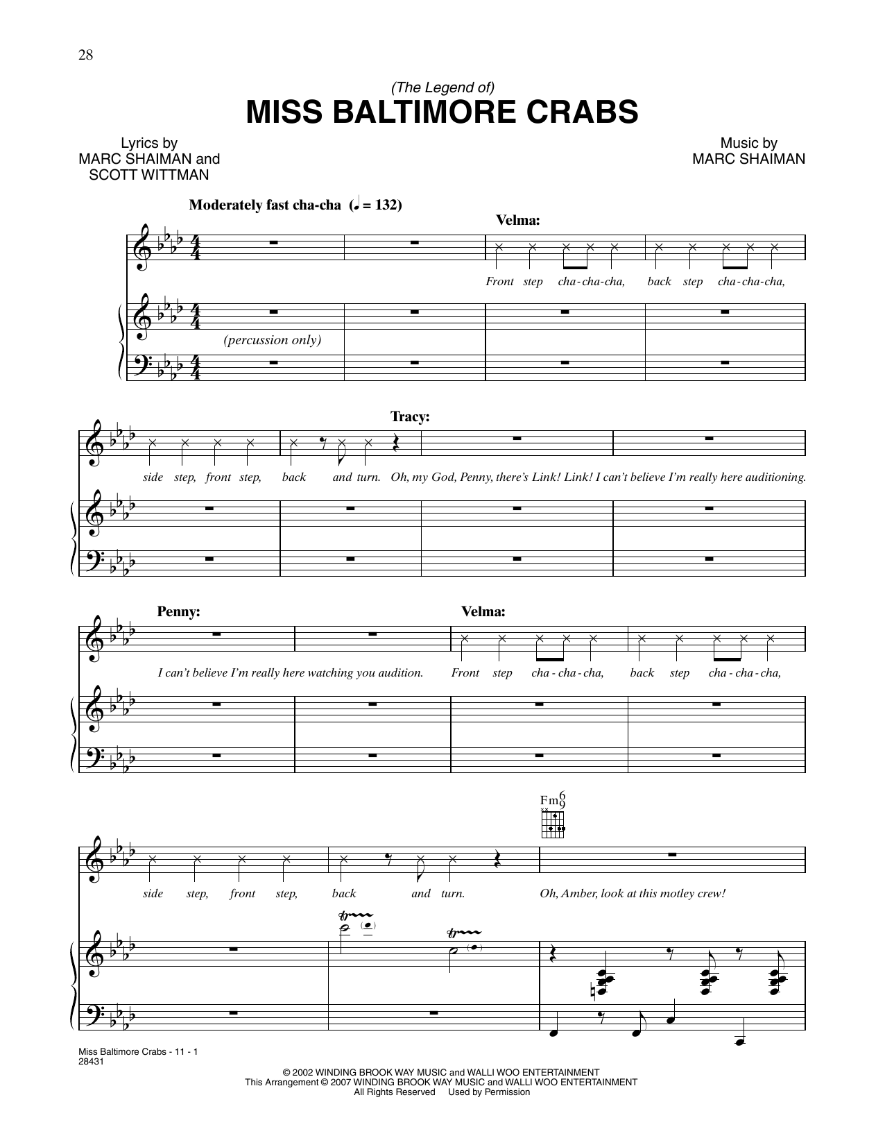Marc Shaiman & Scott Wittman Miss Baltimore Crabs (from Hairspray) sheet music notes and chords arranged for Piano, Vocal & Guitar Chords (Right-Hand Melody)