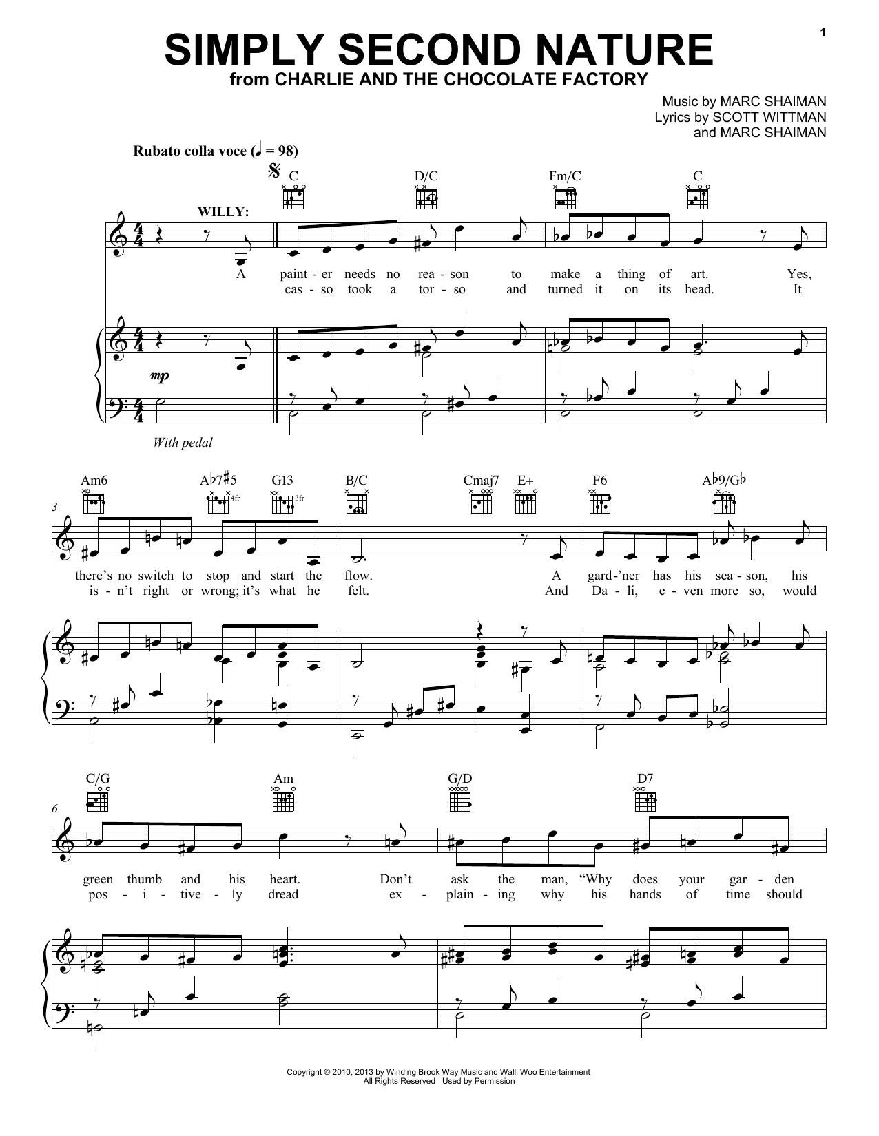 Marc Shaiman & Scott Wittman Simply Second Nature sheet music notes and chords arranged for Piano, Vocal & Guitar Chords (Right-Hand Melody)