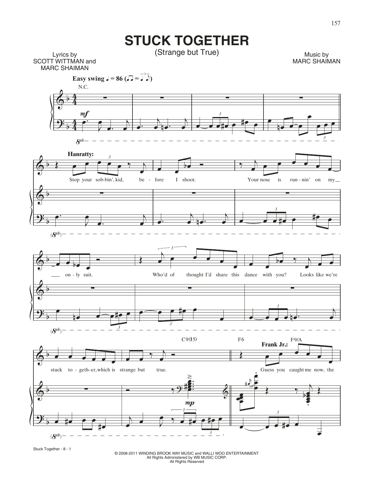 Marc Shaiman & Scott Wittman Stuck Together (Strange But True) (from Catch Me If You Can) sheet music notes and chords arranged for Piano & Vocal