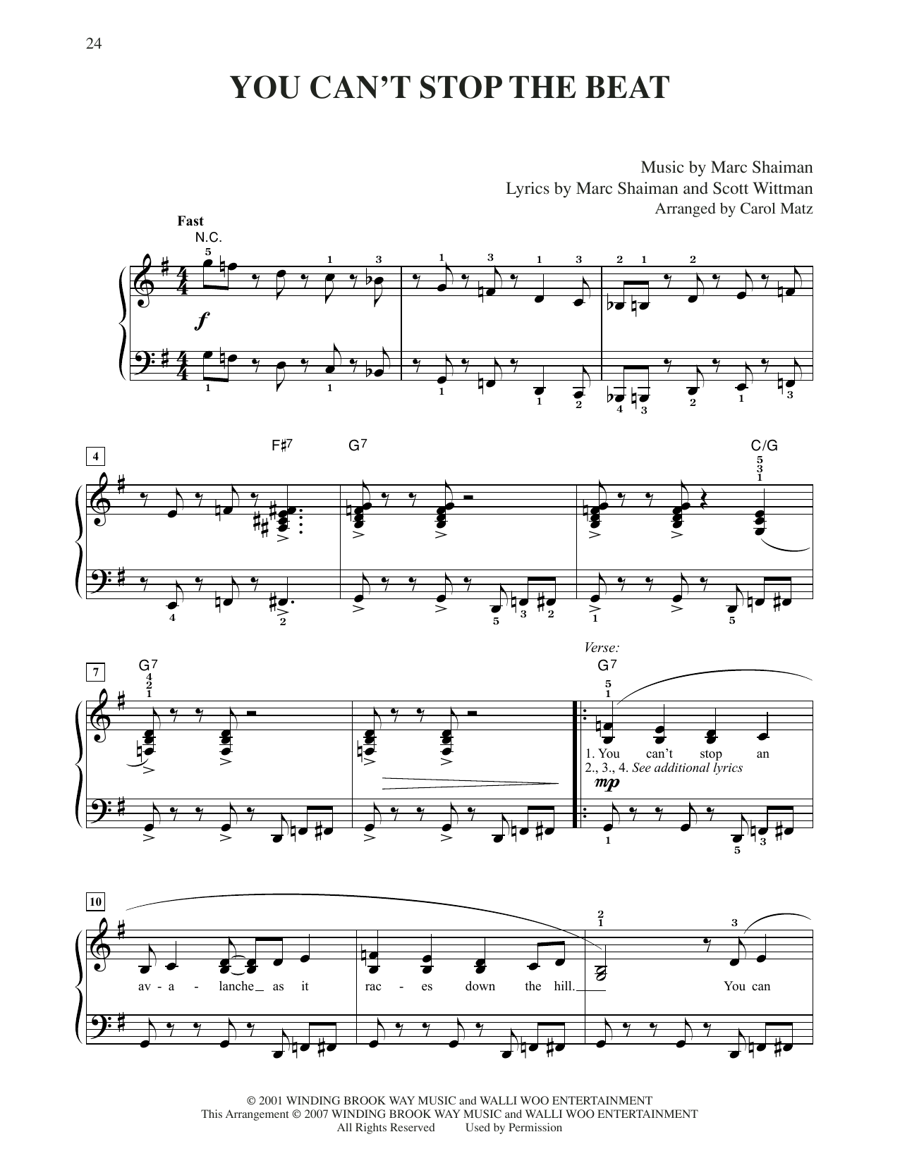Marc Shaiman & Scott Wittman You Can't Stop The Beat (from Hairspray) (arr. Carol Matz) sheet music notes and chords arranged for Easy Piano
