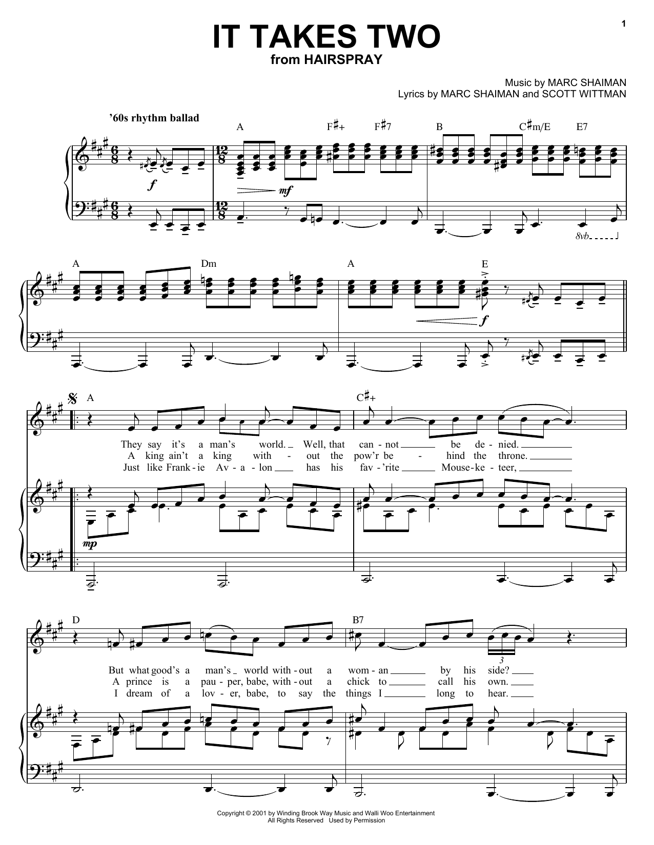 Marc Shaiman It Takes Two sheet music notes and chords arranged for Piano, Vocal & Guitar Chords