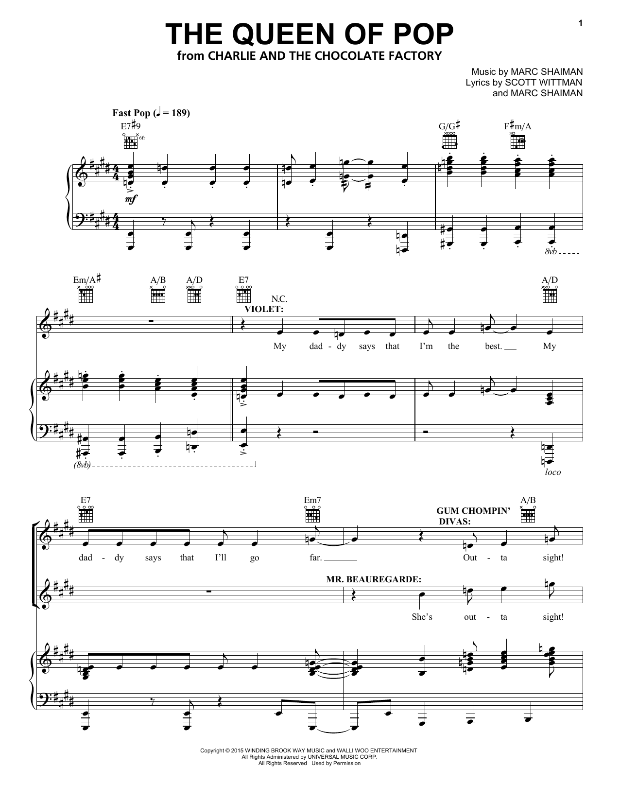 Marc Shaiman The Queen Of Pop sheet music notes and chords arranged for Piano & Vocal