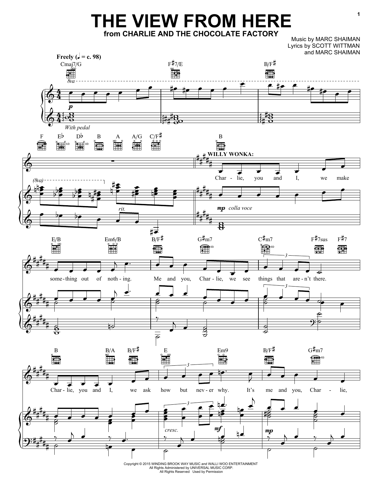 Marc Shaiman The View From Here sheet music notes and chords arranged for Piano & Vocal