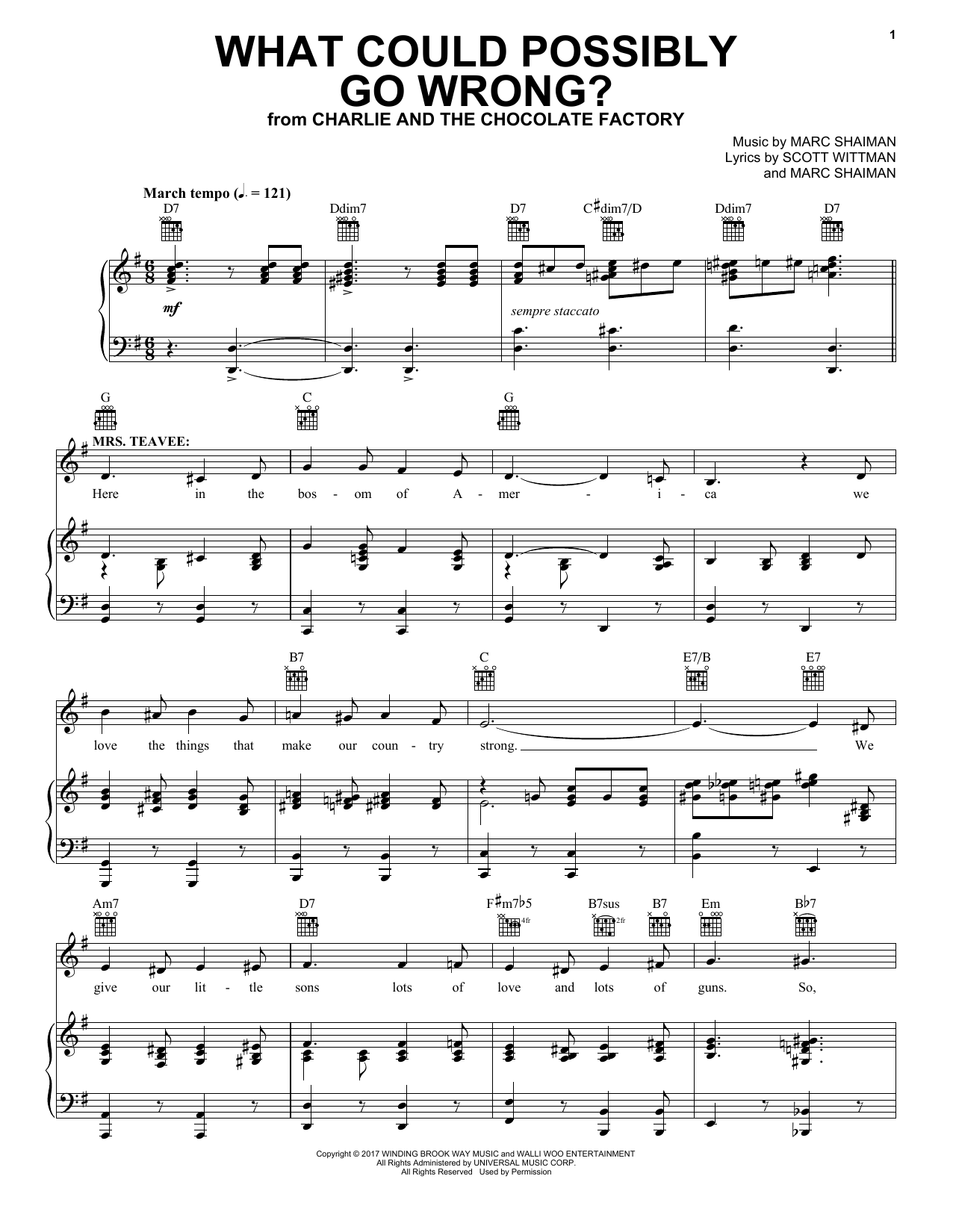 Marc Shaiman What Could Possibly Go Wrong? sheet music notes and chords arranged for Piano & Vocal