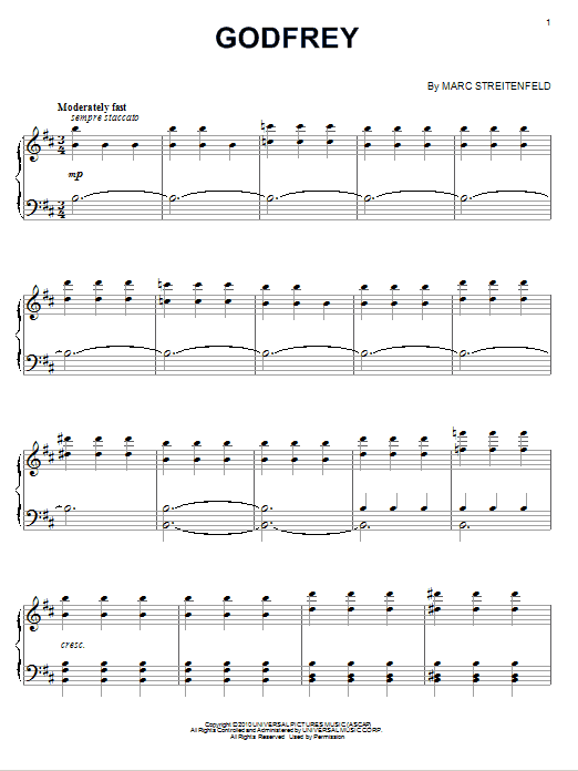 Marc Streitenfeld Godfrey sheet music notes and chords arranged for Piano Solo