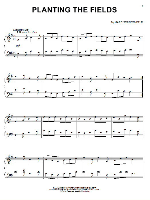 Marc Streitenfeld Planting The Fields sheet music notes and chords arranged for Piano Solo