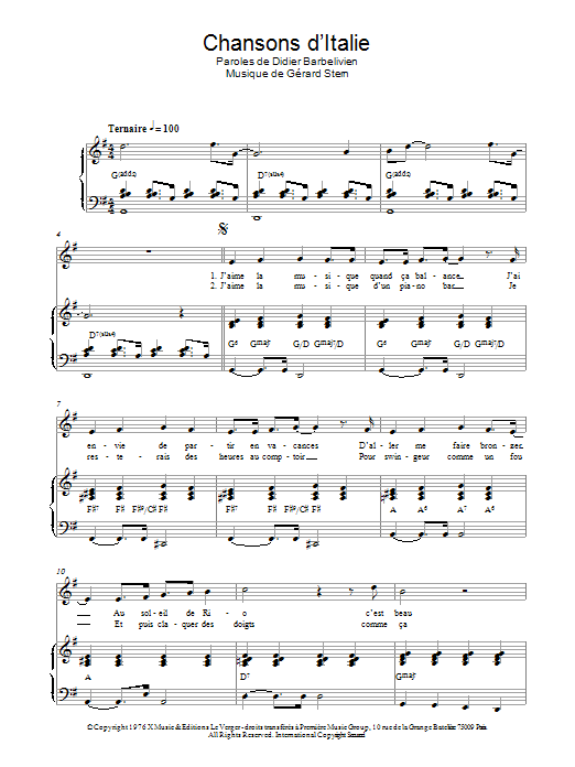 Marcel Amont Chansons D'italie sheet music notes and chords arranged for Piano & Vocal