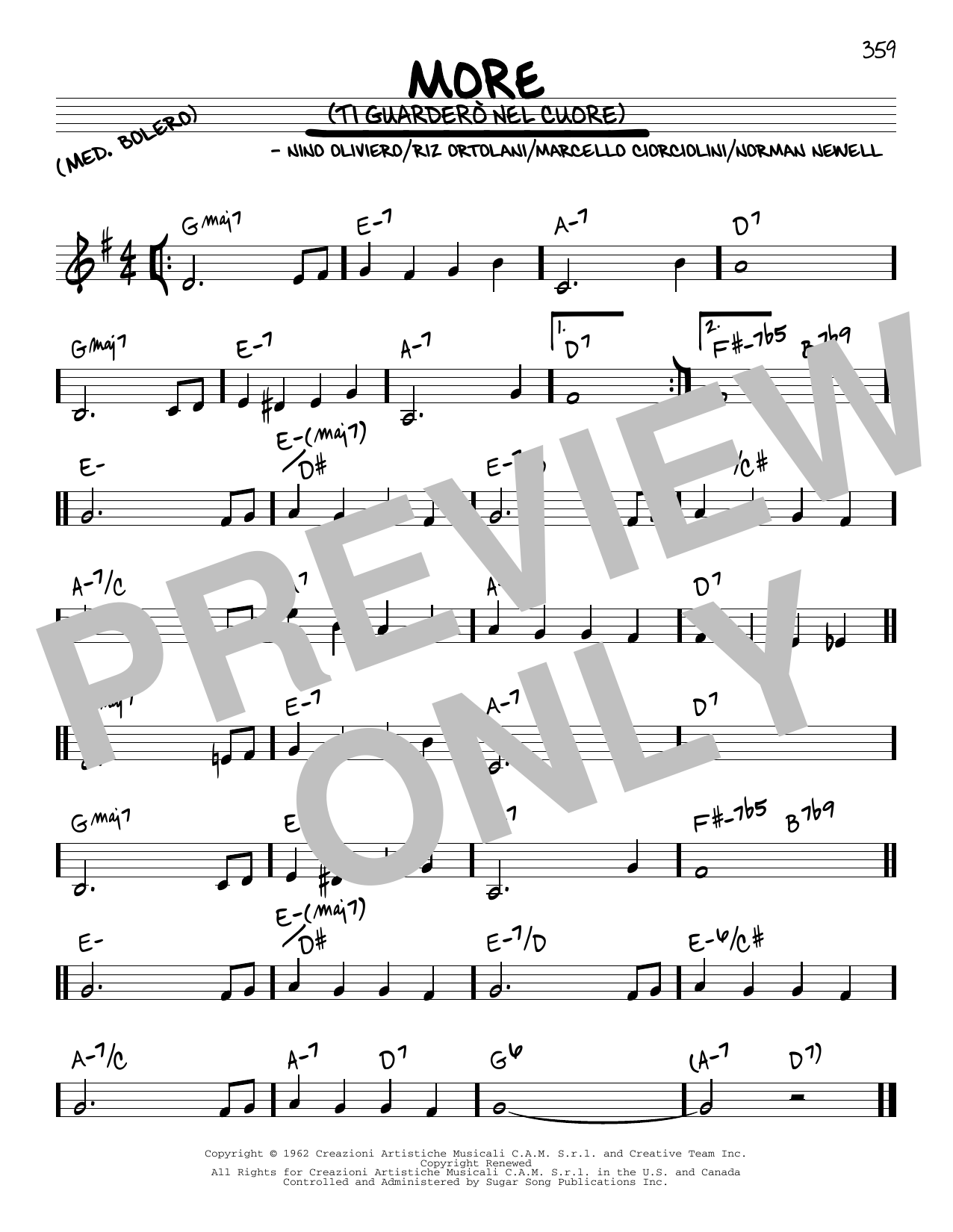 Marcello Ciorciolini More (Ti Guardero Nel Cuore) sheet music notes and chords arranged for Guitar Chords/Lyrics