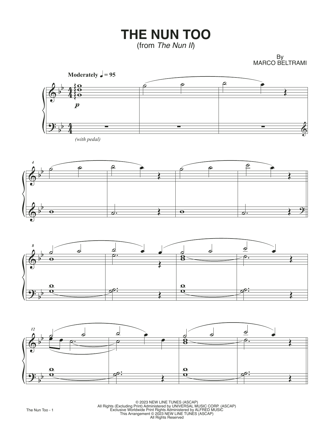 Marco Beltrami The Nun Too (from The Nun II) sheet music notes and chords arranged for Piano Solo