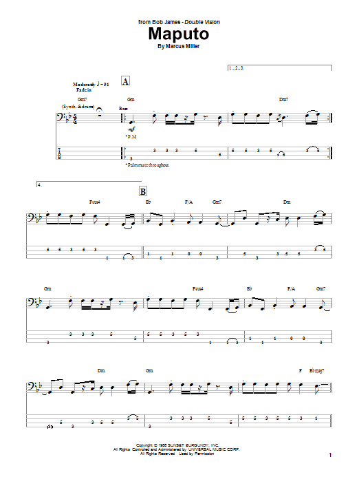 Marcus Miller Maputo sheet music notes and chords arranged for Piano Solo