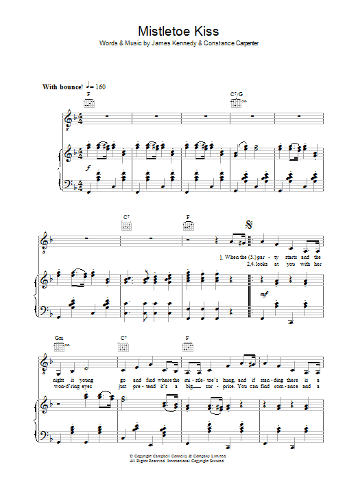 Margaret Whiting Mistletoe Kiss sheet music notes and chords arranged for Piano, Vocal & Guitar Chords