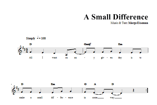 Marge Eiseman A Small Difference sheet music notes and chords arranged for Lead Sheet / Fake Book