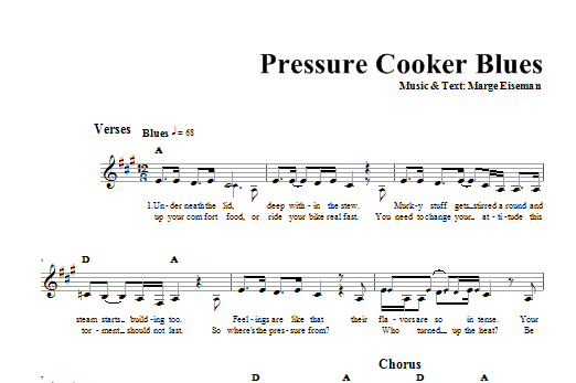 Marge Eiseman Pressure Cooker Blues sheet music notes and chords arranged for Lead Sheet / Fake Book