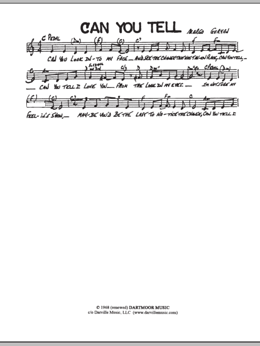Margo Guryan Can You Tell sheet music notes and chords arranged for Lead Sheet / Fake Book