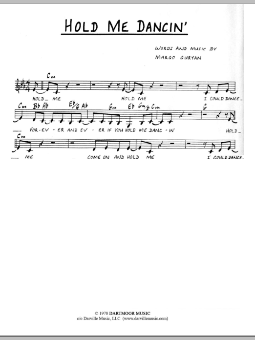 Margo Guryan Hold Me Dancin' sheet music notes and chords arranged for Lead Sheet / Fake Book
