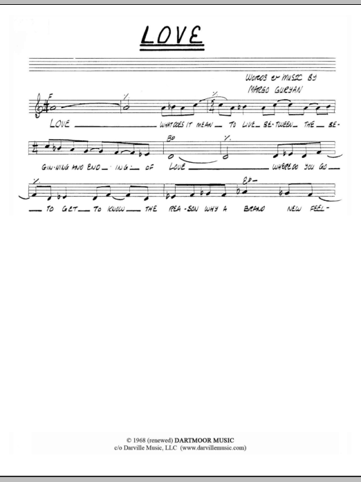 Margo Guryan Love sheet music notes and chords arranged for Lead Sheet / Fake Book